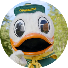 UO Duck Mascot pointing at you!